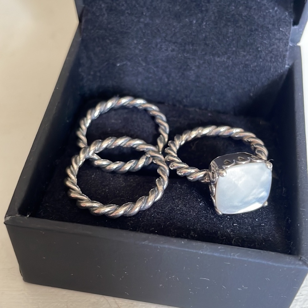 Pandora Mother of Pearl Sincerity Ring set- RETIRED